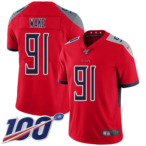 Tennessee Titans Limited Red Men Cameron Wake Jersey NFL Football #91 100th Season Inverted Legend->tennessee titans->NFL Jersey